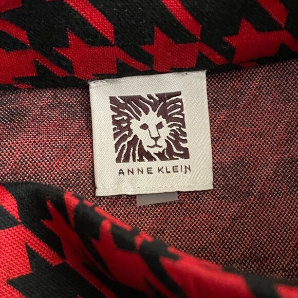 Anne Klein Black Red Houndstooth Cape Jacket - Picture 3 of 10